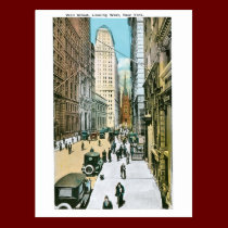 Wall Street, Looking West. New York. postcards