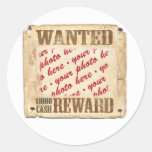 WANTED Poster Photo Frame Round Sticker