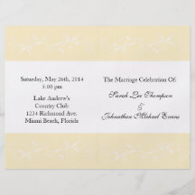 Warm Vanilla Sweet Floral Wedding Programs Personalised Flyer