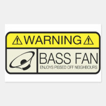 Warning Bass Fan! Rectangle Sticker