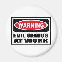 Warning EVIL GENIUS AT WORK Magnet
