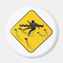 Warning Jellyfish in Water-Street sign Refrigerator Magnet