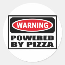 Warning POWERED BY PIZZA Sticker