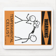 Warning Temperamental Cellist Mousemats