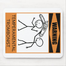 Warning Temperamental Trombonist Mouse Mats