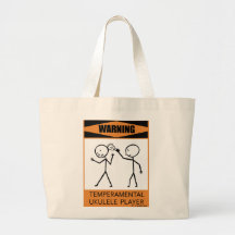 Warning Temperamental Ukulele Player Tote Bags
