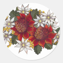 Warratha Flannel Flower Round Stickers