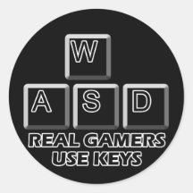 WASD - Real Gamers Use Keys Round Sticker