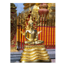 Wat Phrathat Doi Suthep Gold Buddha Postcard