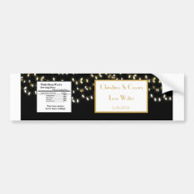 Water Bottle Label Glowing Summer Lights on Black Bumper Sticker