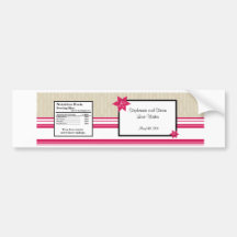 Water Bottle Label Pink and Black Wild Flowers Bumper Stickers