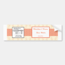 Water Bottle Label Pinkish/Peach Formal Scrolls El Bumper Stickers