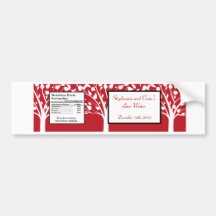 Water Bottle Label Winter Grey/Red Tree trees Bumper Sticker
