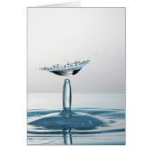 Water drops colliding to shape an umbrella card