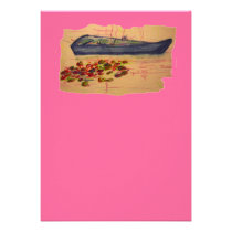 water lilies and boat torn sketch invitations