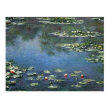Water Lilies, Monet, Vintage Impressionism Flowers Postcard