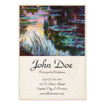 Water Lilies, Setting Sun Claude Monet Business Cards