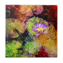 Water Lily Mixed Media Photograph on Art Tile tiles