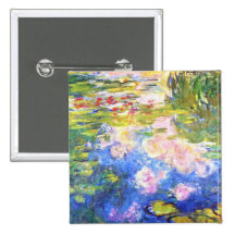 Water Lily Pond Claude Monet Button