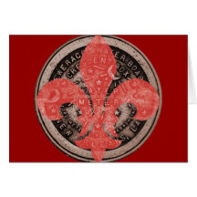 Water Metre Lid with red Fleur De Lis Cards