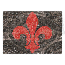 Water Metre with red Fleur De Lis Greeting Cards