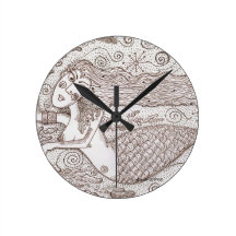 Water Nymph Ukrainian Folk Art Wallclocks
