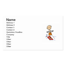 Water Skiing Stick Figure Business Card Template