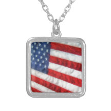 Watercolor American Flag Custom Necklace