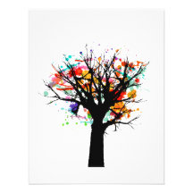 Watercolor branchy tree design custom announcements