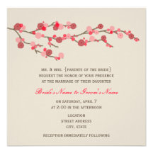 Watercolor Cherry Blossom Wedding Invite