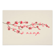 Watercolor Cherry Blossom Wedding RSVP Personalised Announcements