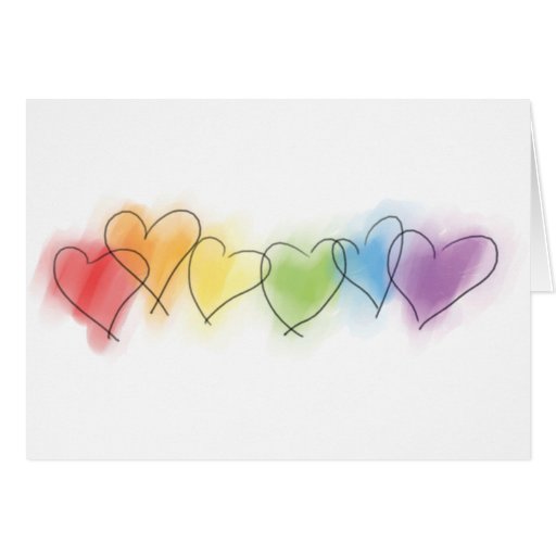 Watercolor Rainbow Hearts Card