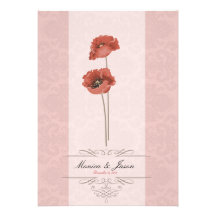 watercolor red flower wedding invitation RSVP card
