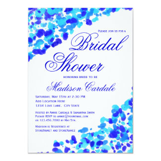 Watercolor Teal Royal Blue Bridal Shower Invites