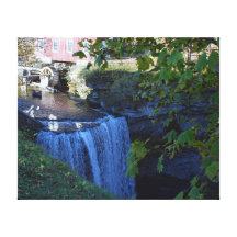 Waterfalls and historic grist mill canvas prints