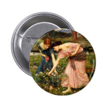 Waterhouse Gather Ye Rosebuds Button