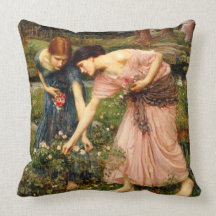 Waterhouse Gather Ye Rosebuds Throw Pillow