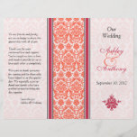 Watermelon and Coral Damask Wedding Program Flyer Design