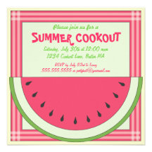 Watermelon Cookout Picnic Invitation