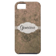 Watermelon Pink Retro Floral Abstract Nameplate