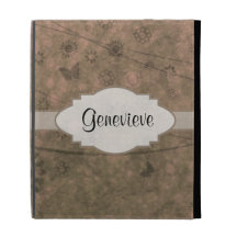 Watermelon Pink Retro Floral Abstract Nameplate iPad Folio Case