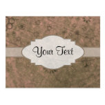 Watermelon Pink Retro Floral Abstract Nameplate Postcard