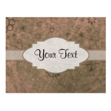 Watermelon Pink Retro Floral Abstract Nameplate Postcard