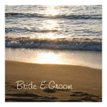 Wave at Sunset Wedding Invitation Cards