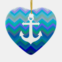 Waves & Anchor Christmas Ornament