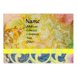 WAVES / Bright Yellow Blue Swirls in Gold Sparkles Business Card Template