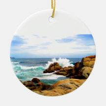 Waves Crashing on Rocky Shore Ornament