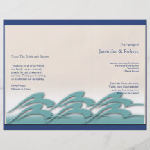 Waves of Love Navy Wedding Program Flyer