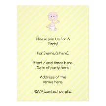 Waving Cute Baby, on yellow stripes. Custom Custom Announcements