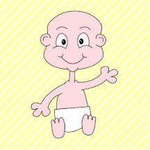 Waving Cute Baby, on yellow stripes. Custom Photo Cut Outs